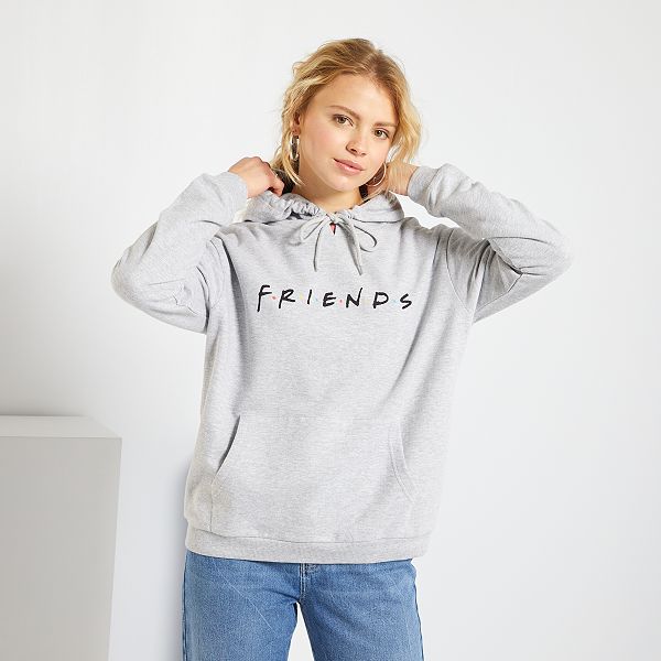 Sudadera con capucha 'Friends' de felpa Mujer talla 34 a 48 - gris chiné -  Kiabi - 22,00€
