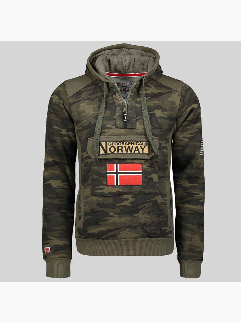 Sudadera con capucha gymclass camo – geographical norway Verde caqui - Kiabi