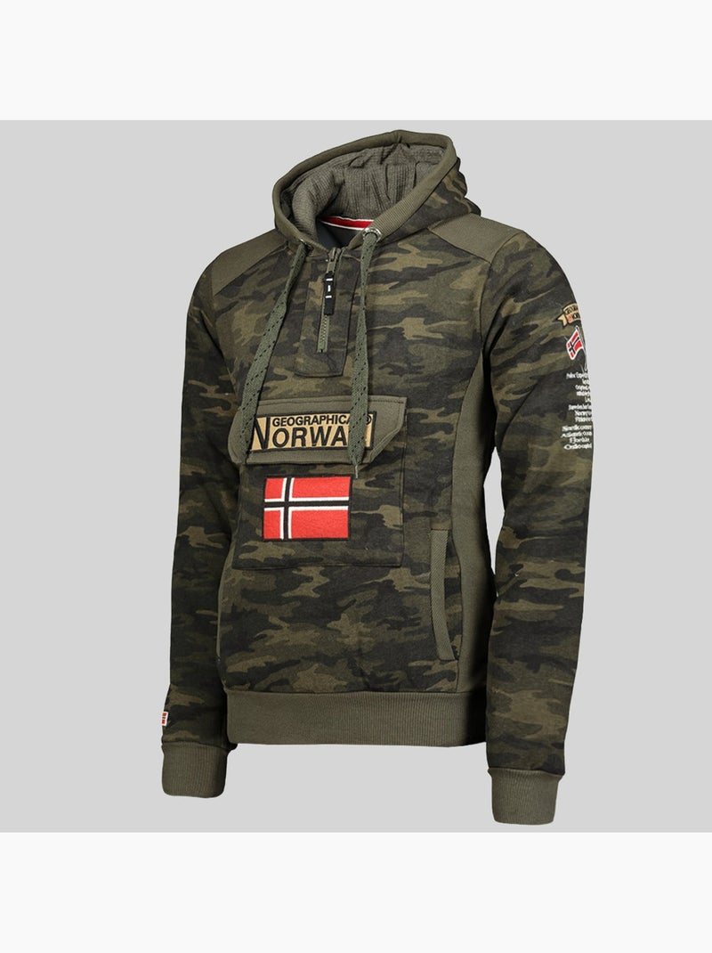Sudadera con capucha gymclass camo – geographical norway Verde caqui - Kiabi