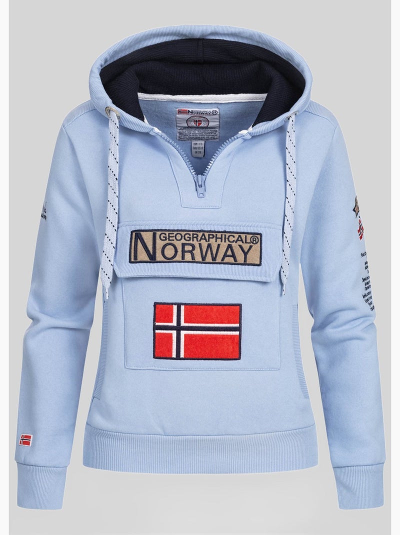 Sudadera con capucha gymclass – geographical norway Azul cielo - Kiabi
