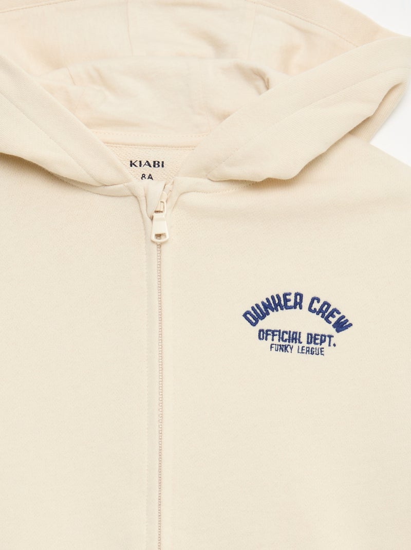 Sudadera con capucha holgada bordada Blanco - Kiabi