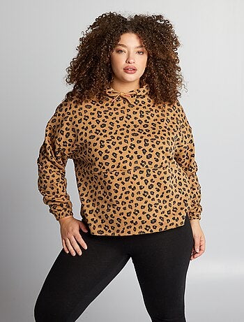 Sudadera cremallera capucha oversize print - Tops y bodies - Mujer