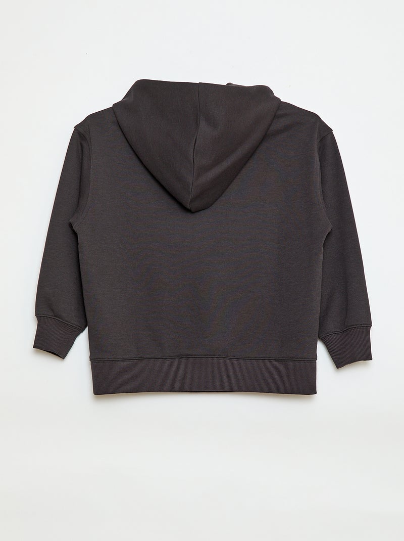 Sudadera con capucha lisa con bolsillo canguro Negro - Kiabi