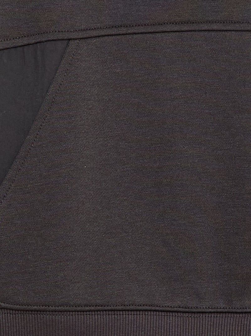 Sudadera con capucha lisa con bolsillo canguro Negro - Kiabi