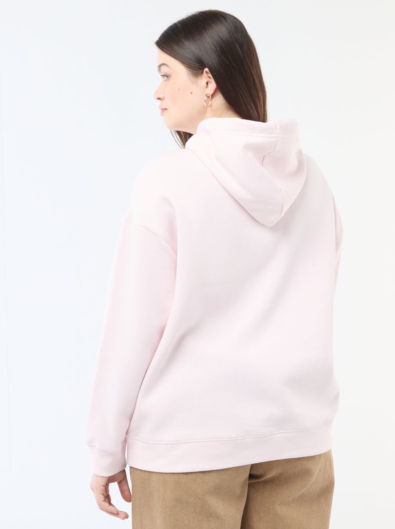 Sudadera con capucha lisa con bolsillo canguro Rosa - Kiabi