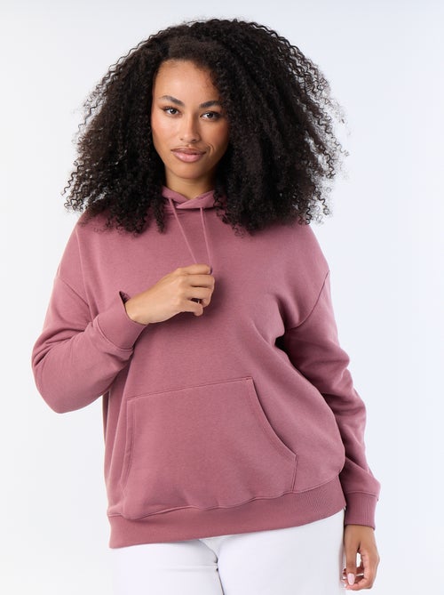 Sudadera con capucha lisa con bolsillo canguro - Kiabi