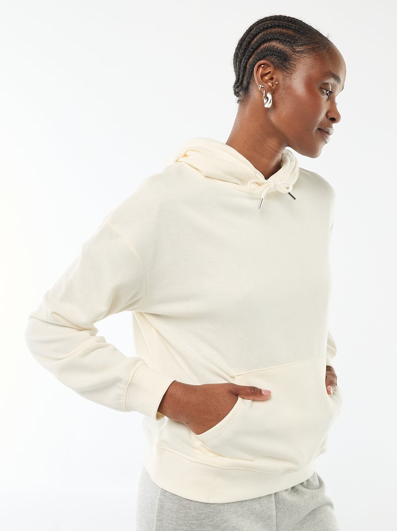 Sudadera con capucha lisa de algodón Blanco - Kiabi