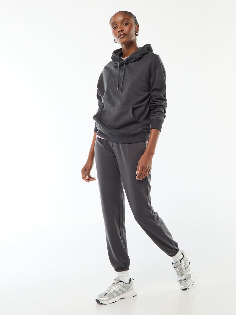 Sudadera con capucha lisa de algodón Negro - Kiabi