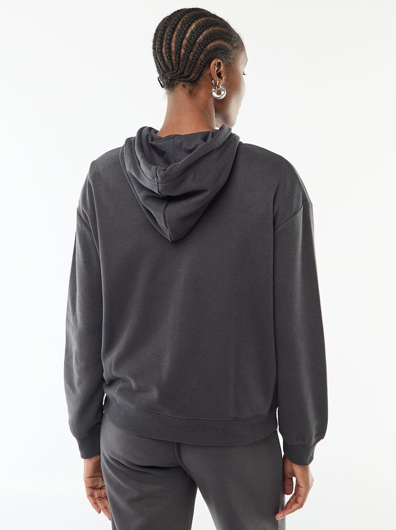 Sudadera con capucha lisa de algodón Negro - Kiabi