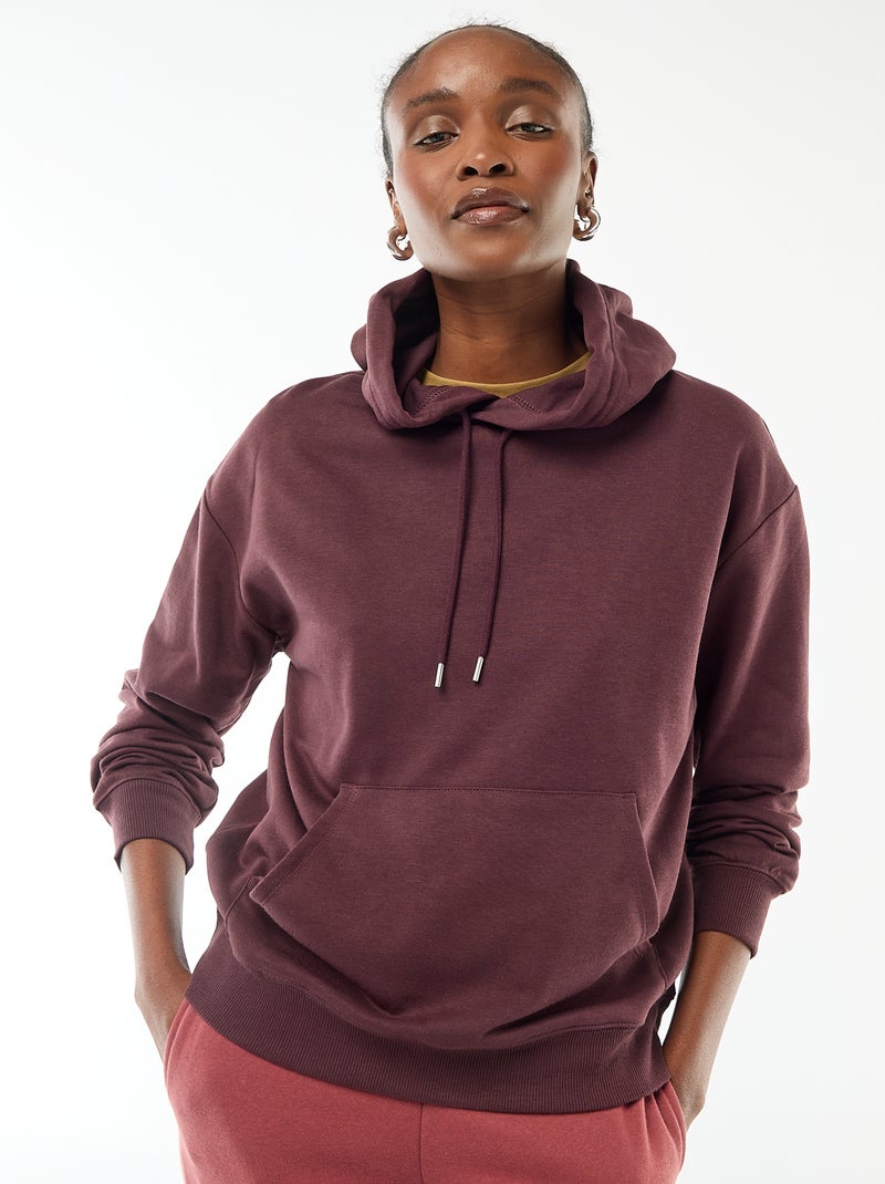 Sudadera con capucha lisa de algodón Purpura - Kiabi