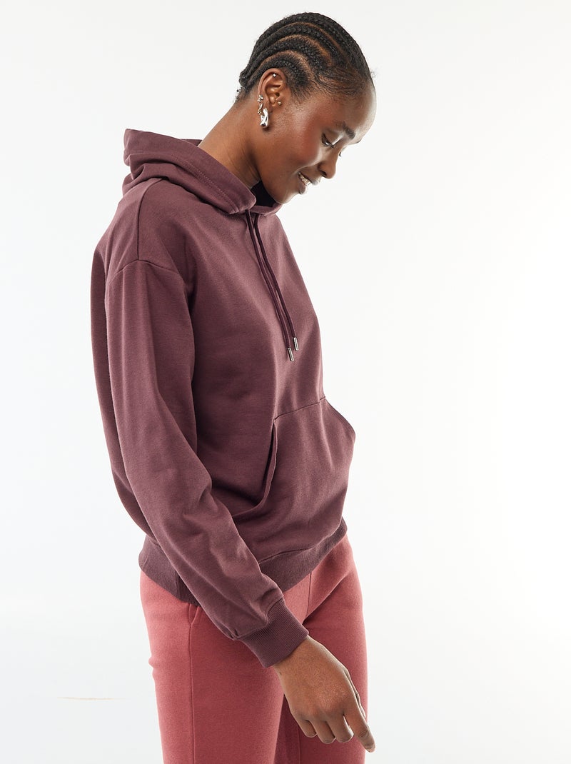 Sudadera con capucha lisa de algodón Purpura - Kiabi