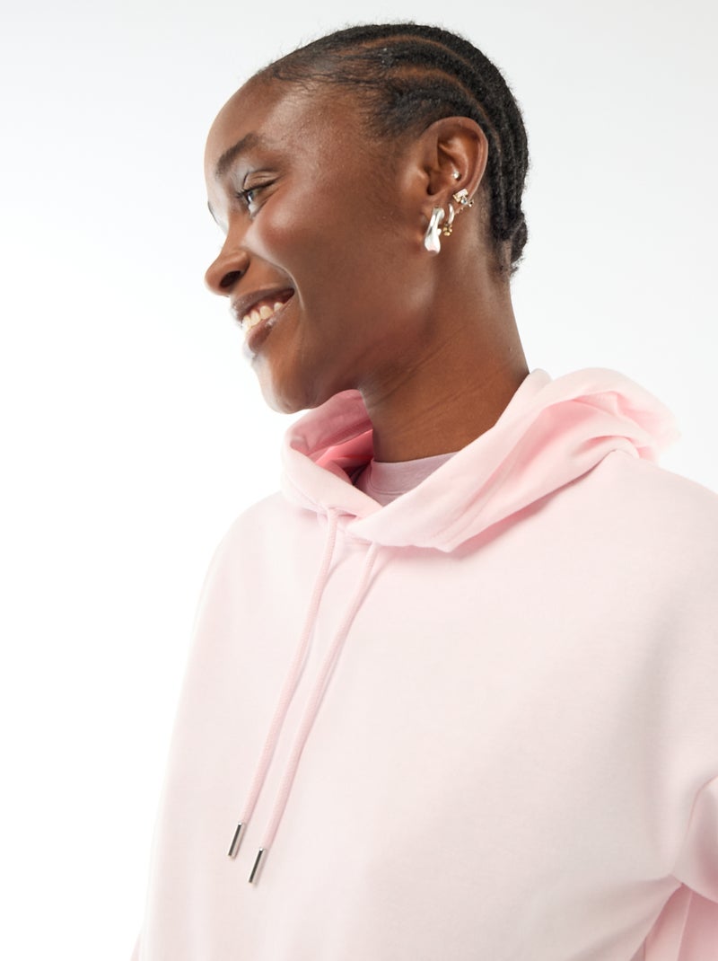 Sudadera con capucha lisa de algodón Rosa - Kiabi