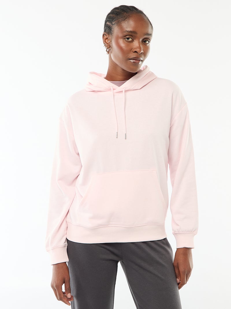 Sudadera con capucha lisa de algodón Rosa - Kiabi