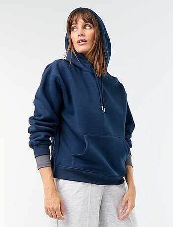 Sudadera con capucha lisa y bolsillo canguro