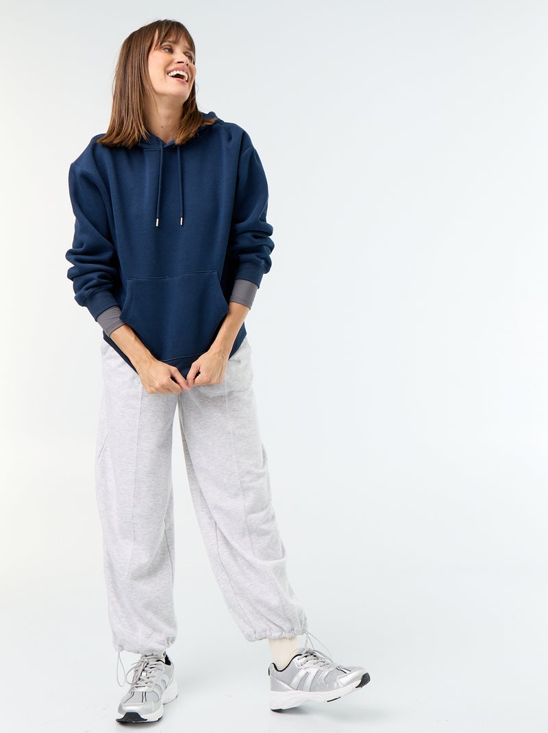 Sudadera con capucha lisa y bolsillo canguro Azul - Kiabi