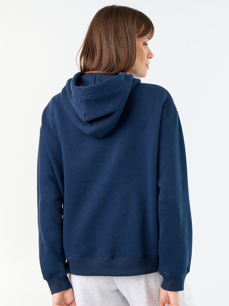 Sudadera con capucha lisa y bolsillo canguro Azul - Kiabi