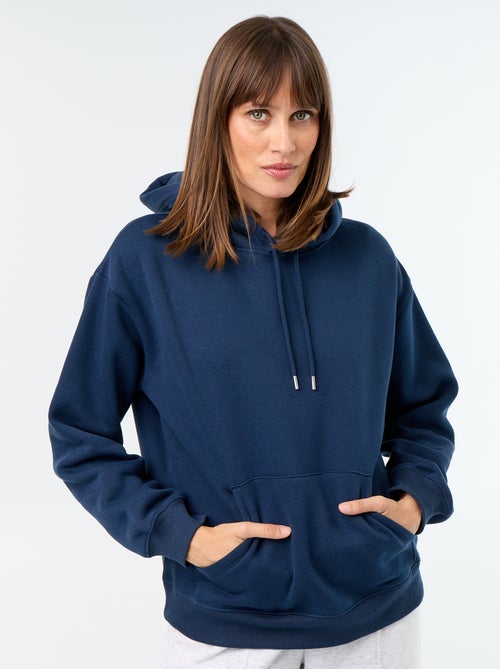 Sudadera con capucha lisa y bolsillo canguro - Kiabi