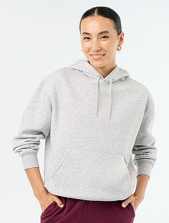 Sudadera con capucha lisa y bolsillo canguro