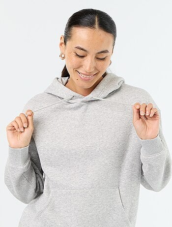 Sudadera con capucha lisa y bolsillo canguro