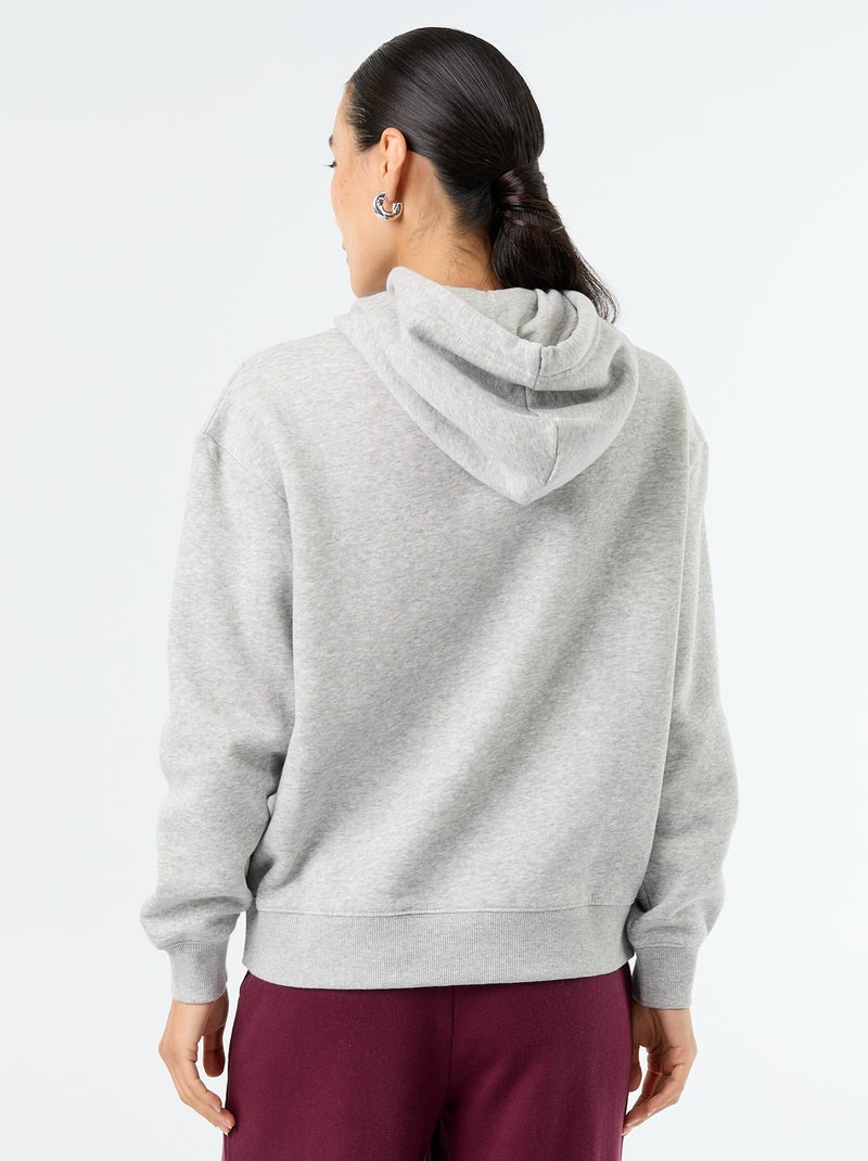 Sudadera con capucha lisa y bolsillo canguro Gris - Kiabi