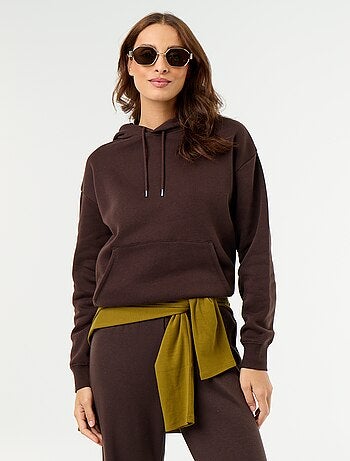 Sudadera con capucha lisa y bolsillo canguro