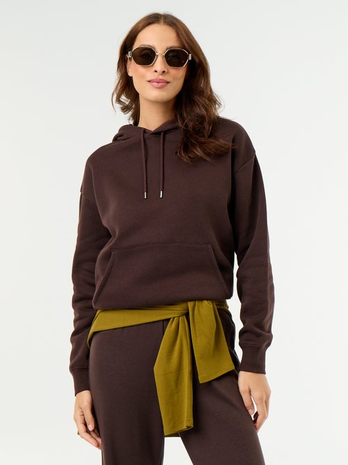 Sudadera con capucha lisa y bolsillo canguro - Kiabi