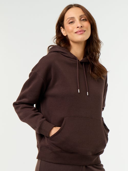 Sudadera con capucha lisa y bolsillo canguro - Kiabi