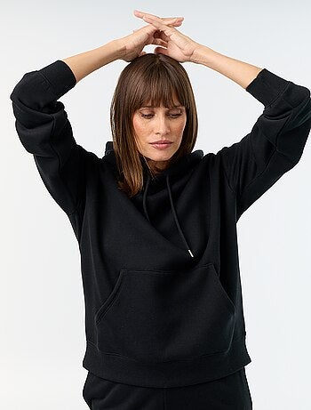 Sudadera con capucha lisa y bolsillo canguro