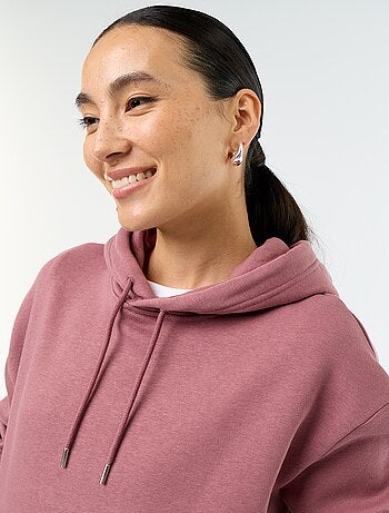 Sudadera con capucha lisa y bolsillo canguro