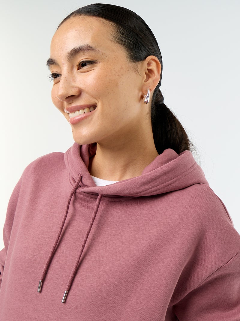 Sudadera con capucha lisa y bolsillo canguro Rosa - Kiabi
