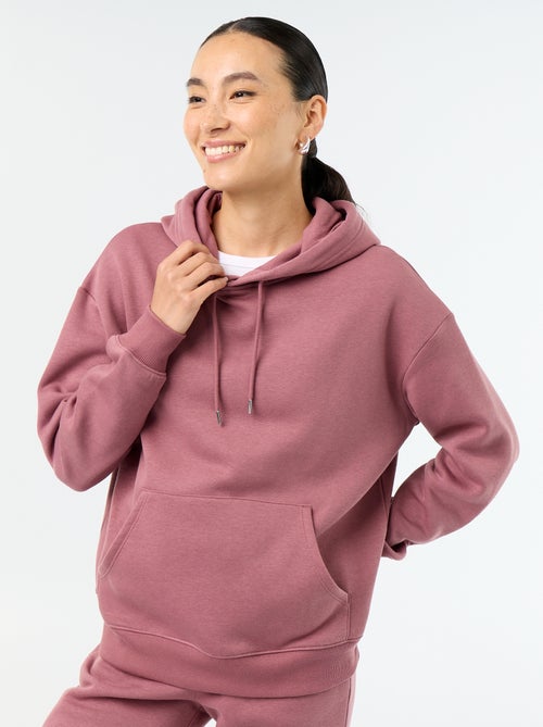 Sudadera con capucha lisa y bolsillo canguro - Kiabi