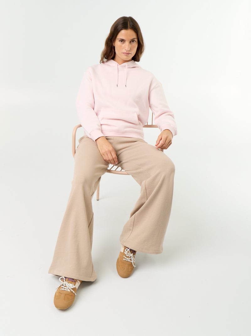 Sudadera con capucha lisa y bolsillo canguro Rosa - Kiabi