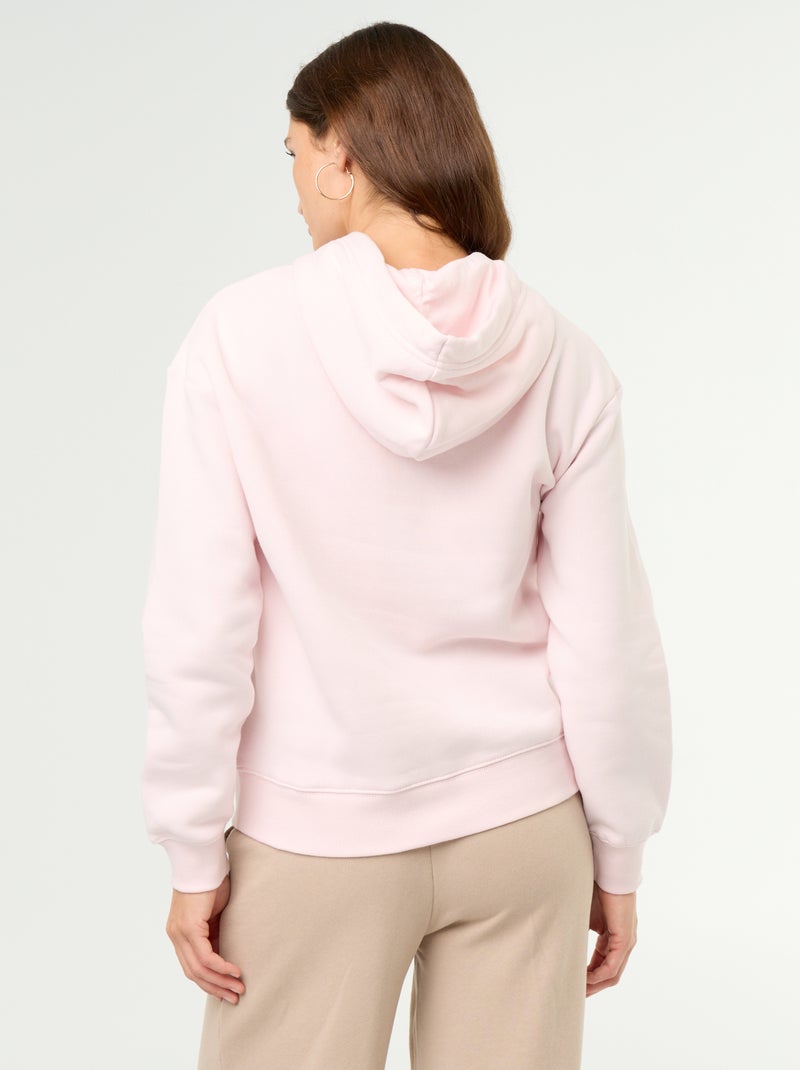 Sudadera con capucha lisa y bolsillo canguro Rosa - Kiabi