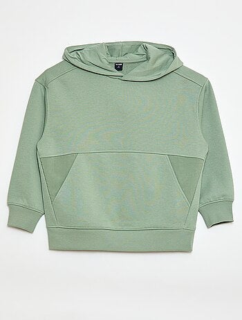 Sudadera con capucha lisa y bolsillo canguro