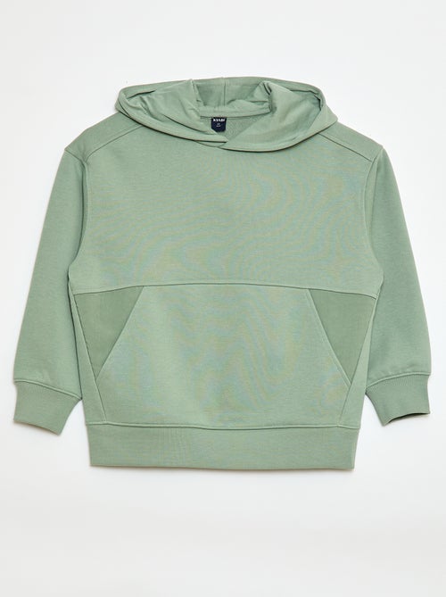 Sudadera con capucha lisa y bolsillo canguro - Kiabi