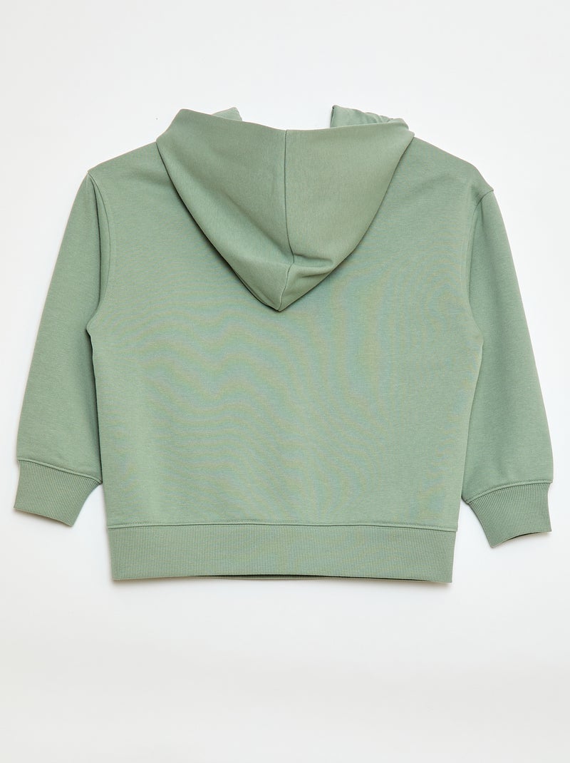 Sudadera con capucha lisa y bolsillo canguro Verde - Kiabi
