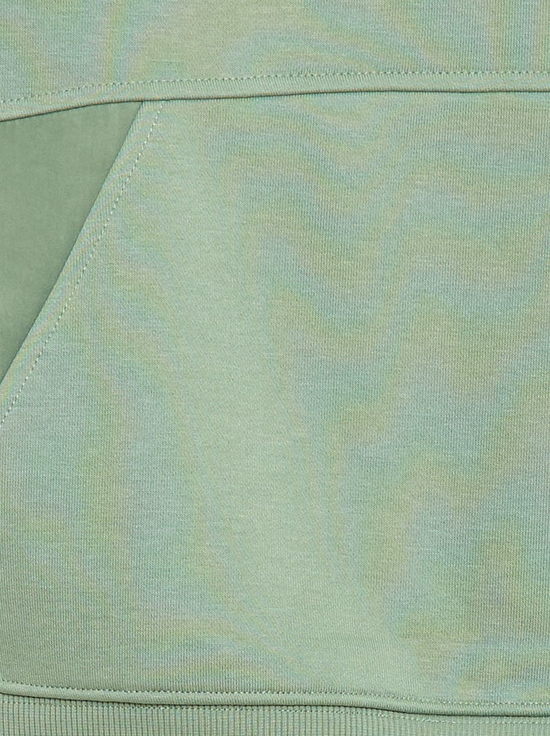 Sudadera con capucha lisa y bolsillo canguro Verde - Kiabi