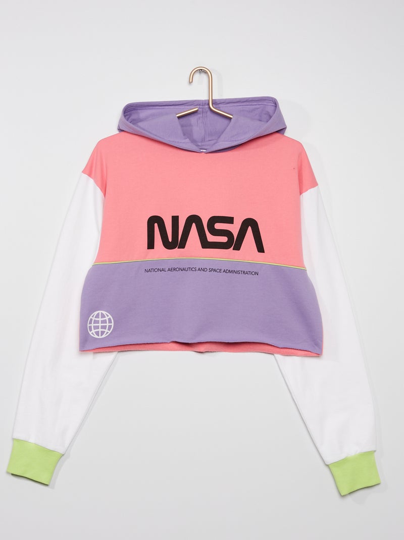 Sudadera con capucha 'Nasa' crop top ROSA - Kiabi