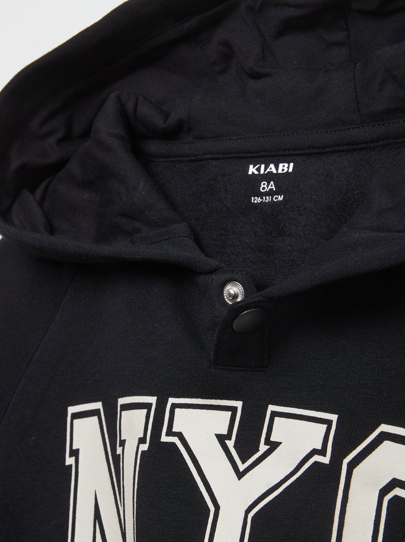Sudadera con capucha 'NYC' - colección fácil de poner NEGRO - Kiabi