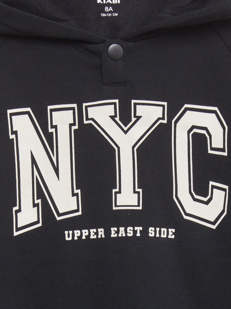 Sudadera con capucha 'NYC' - colección fácil de poner NEGRO - Kiabi