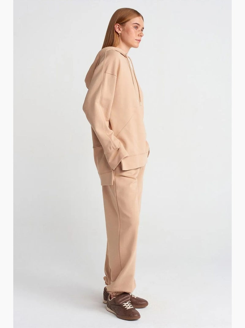 Sudadera con capucha oversize de algodón con abertura dilvin Beige arcilla - Kiabi