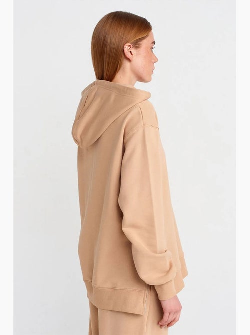 Sudadera con capucha oversize de algodón con cremallera frontal dilvin - Kiabi Sudadera con capucha oversize de algodón con cremallera frontal dilvin - Kiabi