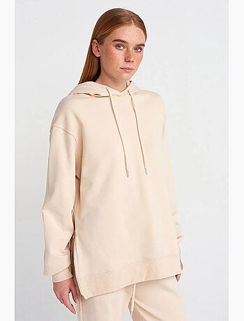 Sudadera con capucha oversize de algodón con cremallera frontal dilvin