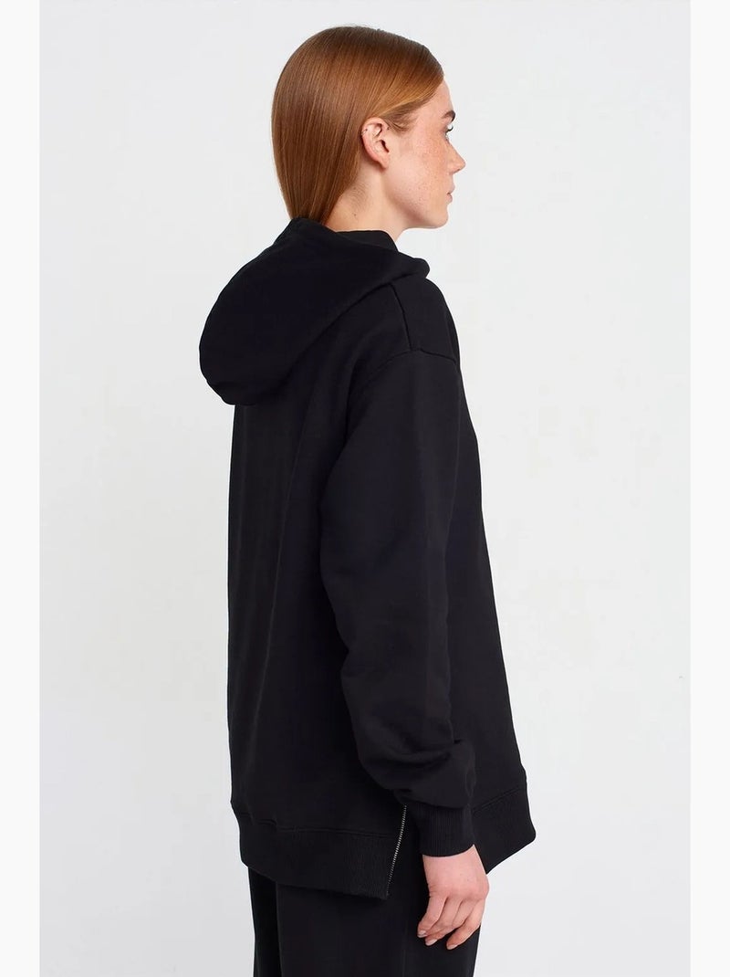 Sudadera con capucha oversize de algodón con cremallera frontal dilvin Negro - Kiabi