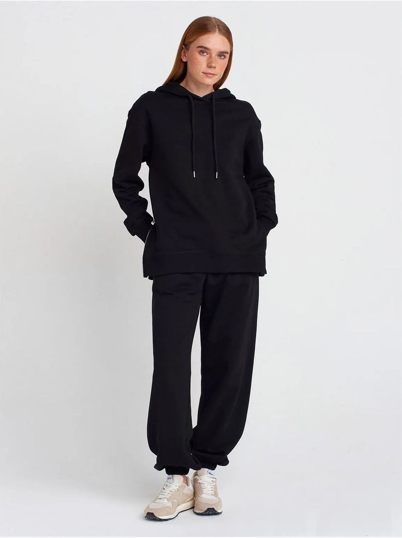 Sudadera con capucha oversize de algodón con cremallera frontal dilvin Negro - Kiabi