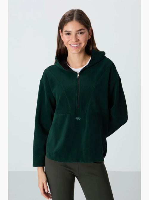 Sudadera con capucha oversize de felpa con media cremallera tommy - Kiabi