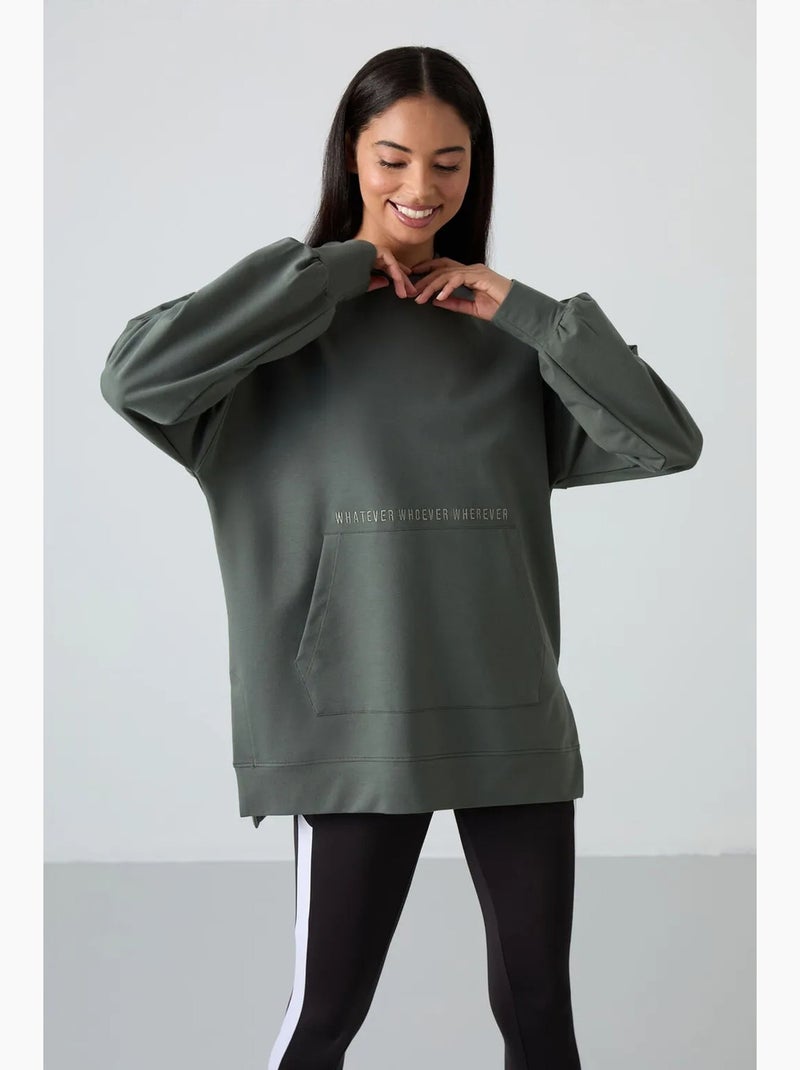 Sudadera con capucha oversize estampada tommy Caqui - Kiabi