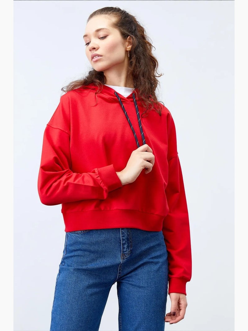 Sudadera con capucha relaxed con detalle de cordón tommy Rojo - Kiabi