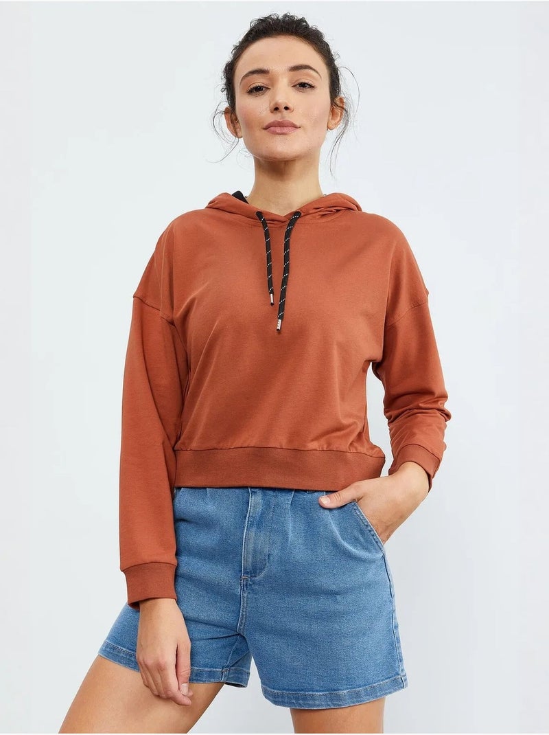 Sudadera con capucha relaxed con detalle de cordón tommy Terracota - Kiabi
