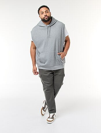 Sudadera con capucha sin mangas y bolsillo canguro